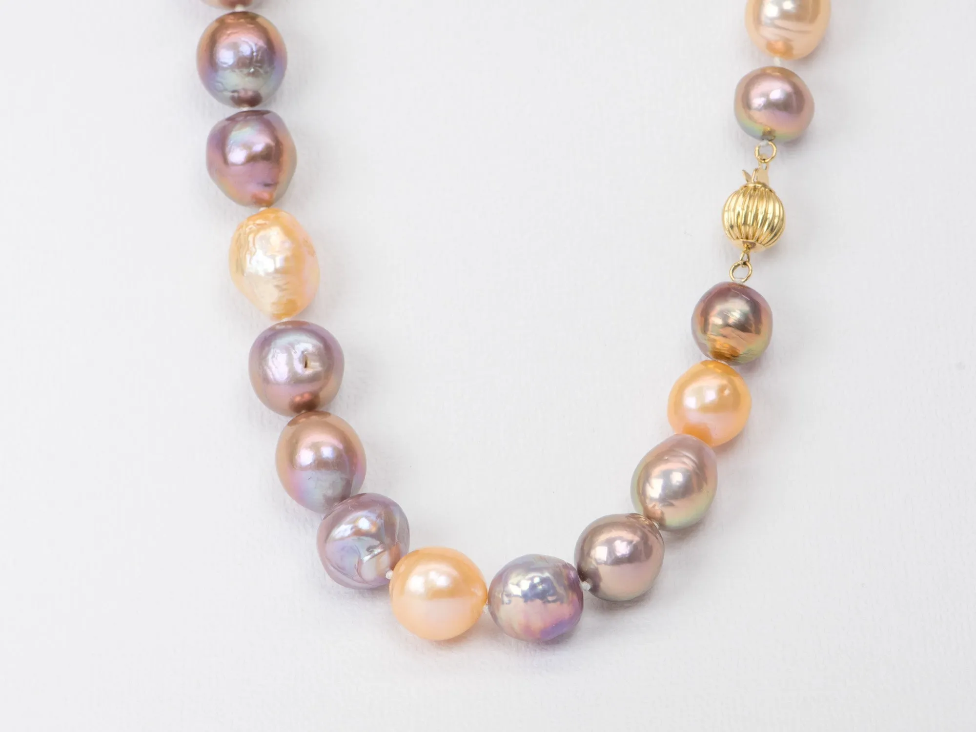 10-13mm Baroque Pearl Necklace with 18K Yellow Gold Clasp AD2320