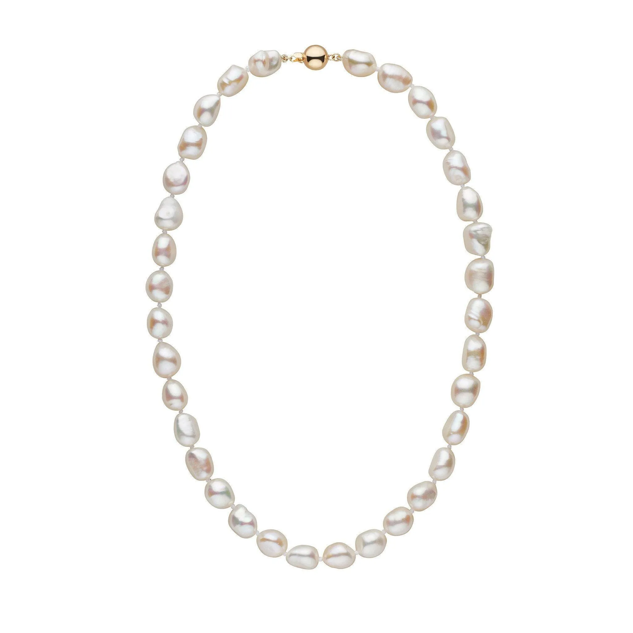 10.0-11.0 mm White Freshwater Baroque Pearl Necklace