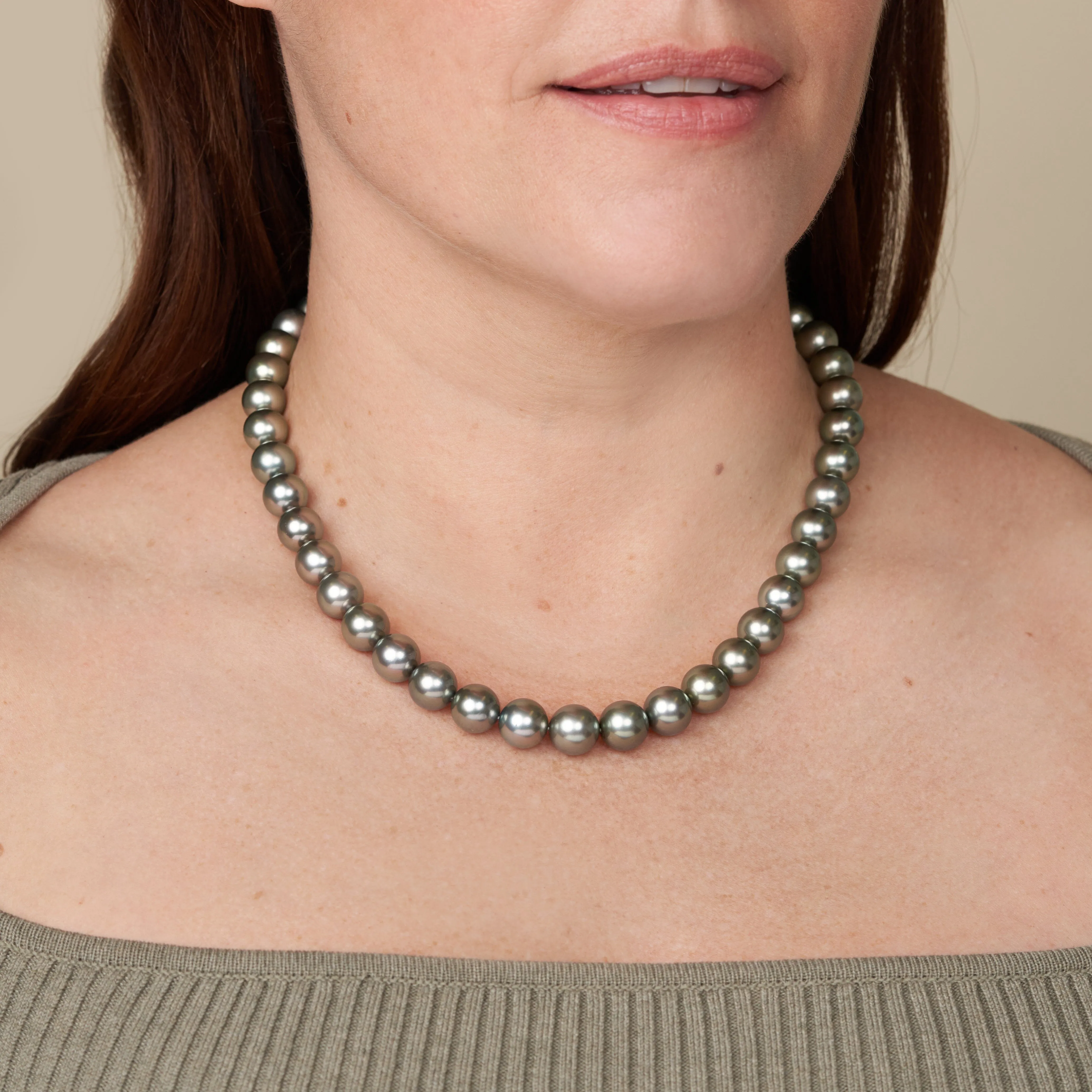 10.0-11.4 mm AAA Tahitian Round Pearl Necklace