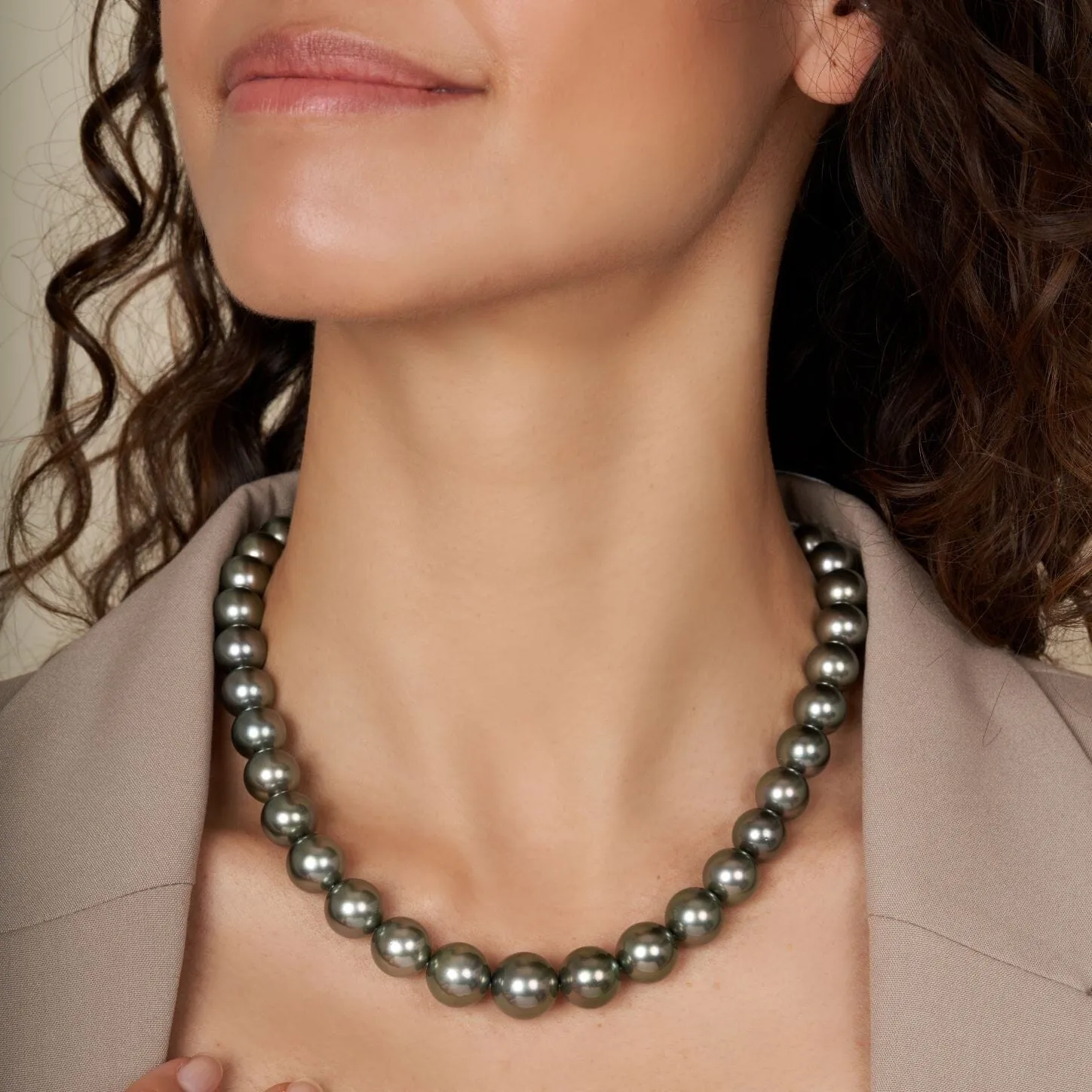 10.0-13.4 mm AAA Tahitian Round Pearl Necklace