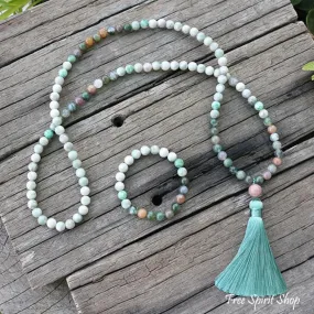 108 Lucky Jasper & Indian Agate Mala Beads Necklace/ Bracelet