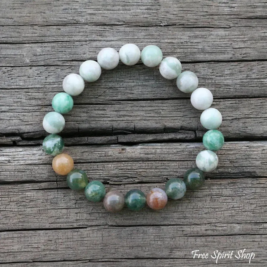 108 Lucky Jasper & Indian Agate Mala Beads Necklace/ Bracelet