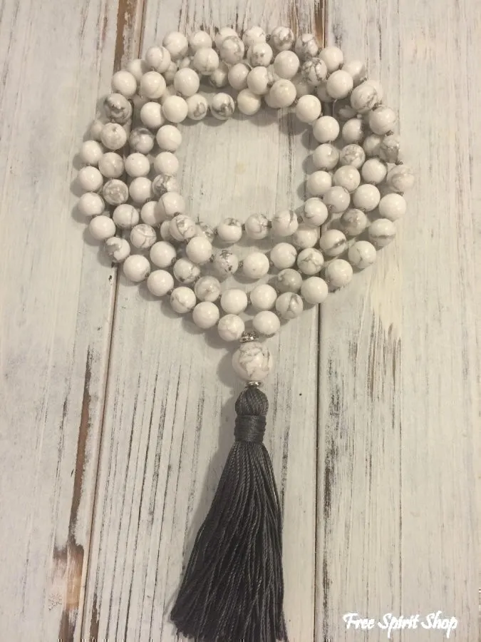 108 Natural Howlite Stone Mala Prayer Beads Necklace