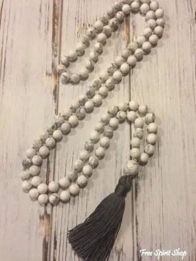 108 Natural Howlite Stone Mala Prayer Beads Necklace