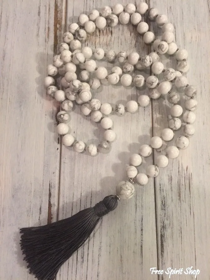 108 Natural Howlite Stone Mala Prayer Beads Necklace