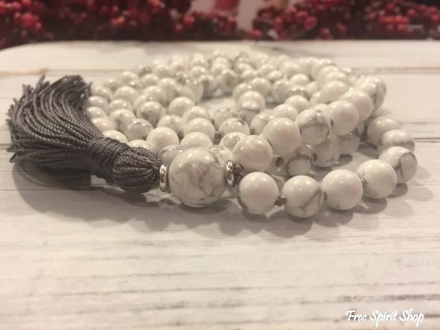 108 Natural Howlite Stone Mala Prayer Beads Necklace