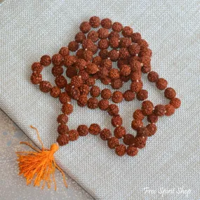 108 Natural Rudraksha Mala Prayer Beads Necklace With Tassel