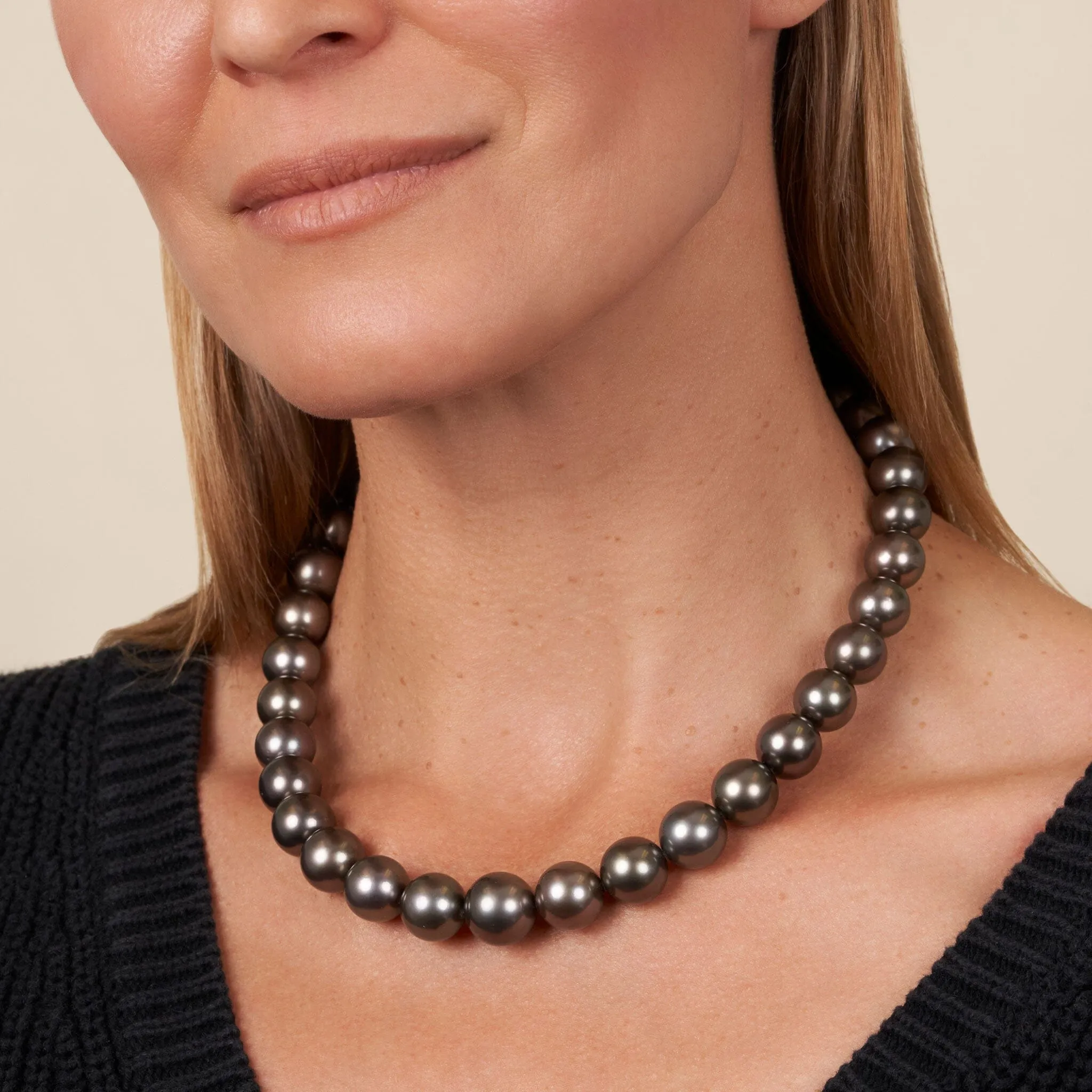 12.0-14.6 mm AA+/AAA Tahitian Round Pearl Necklace