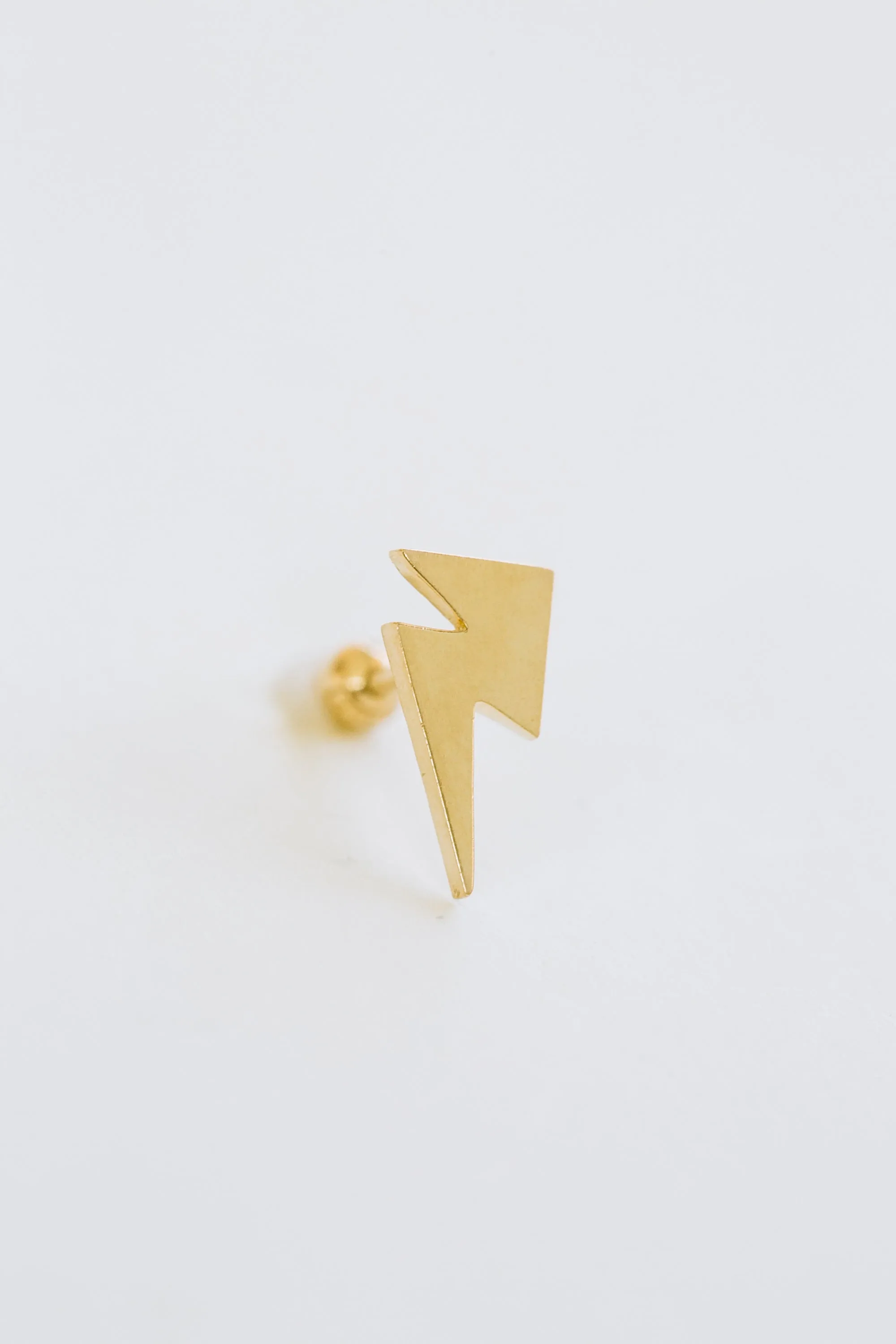 14k Gold Thick Thunder Barbell Ear Stud Piercing