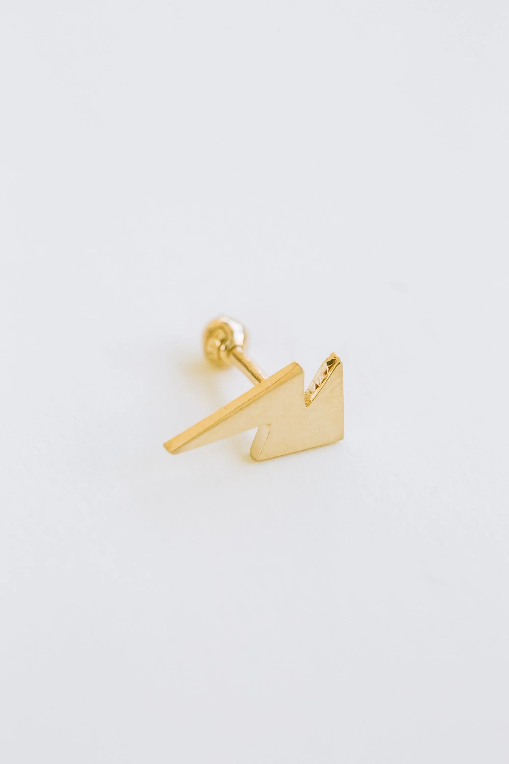 14k Gold Thick Thunder Barbell Ear Stud Piercing