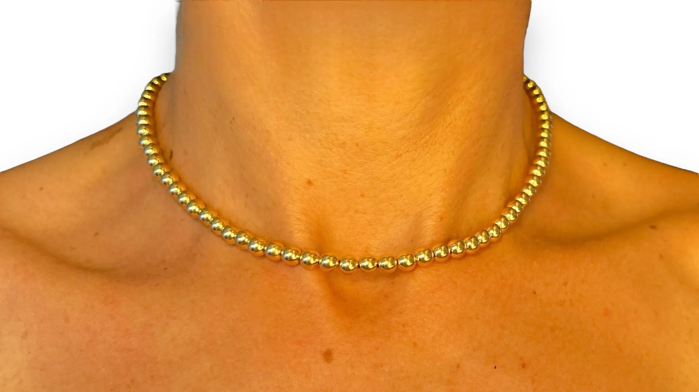 18k Gold Filled 5mm Beads Necklace