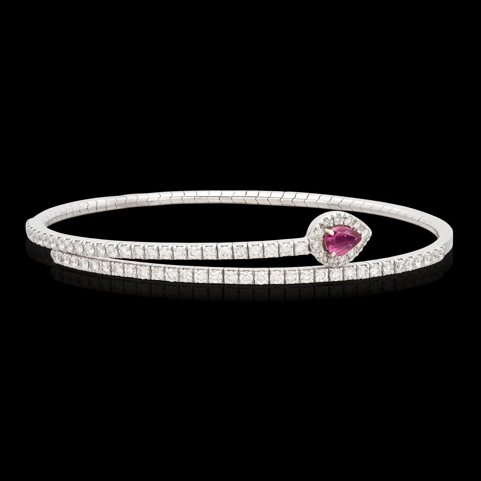 18kt White Gold Ruby & Diamond Flex Wrap Bracelet by Salavetti