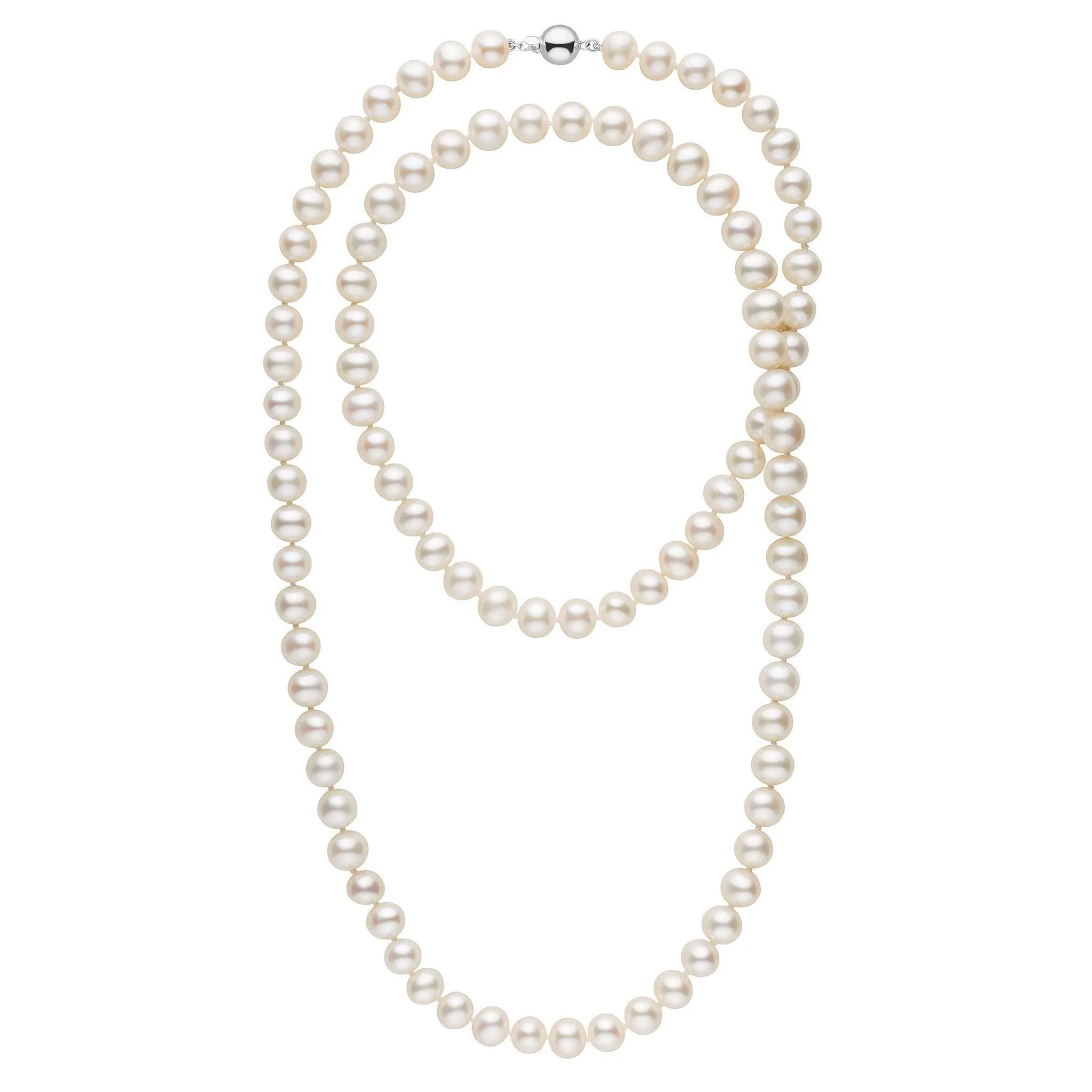 35-inch 8.5-9.0 mm AA+ White Freshwater Pearl Necklace