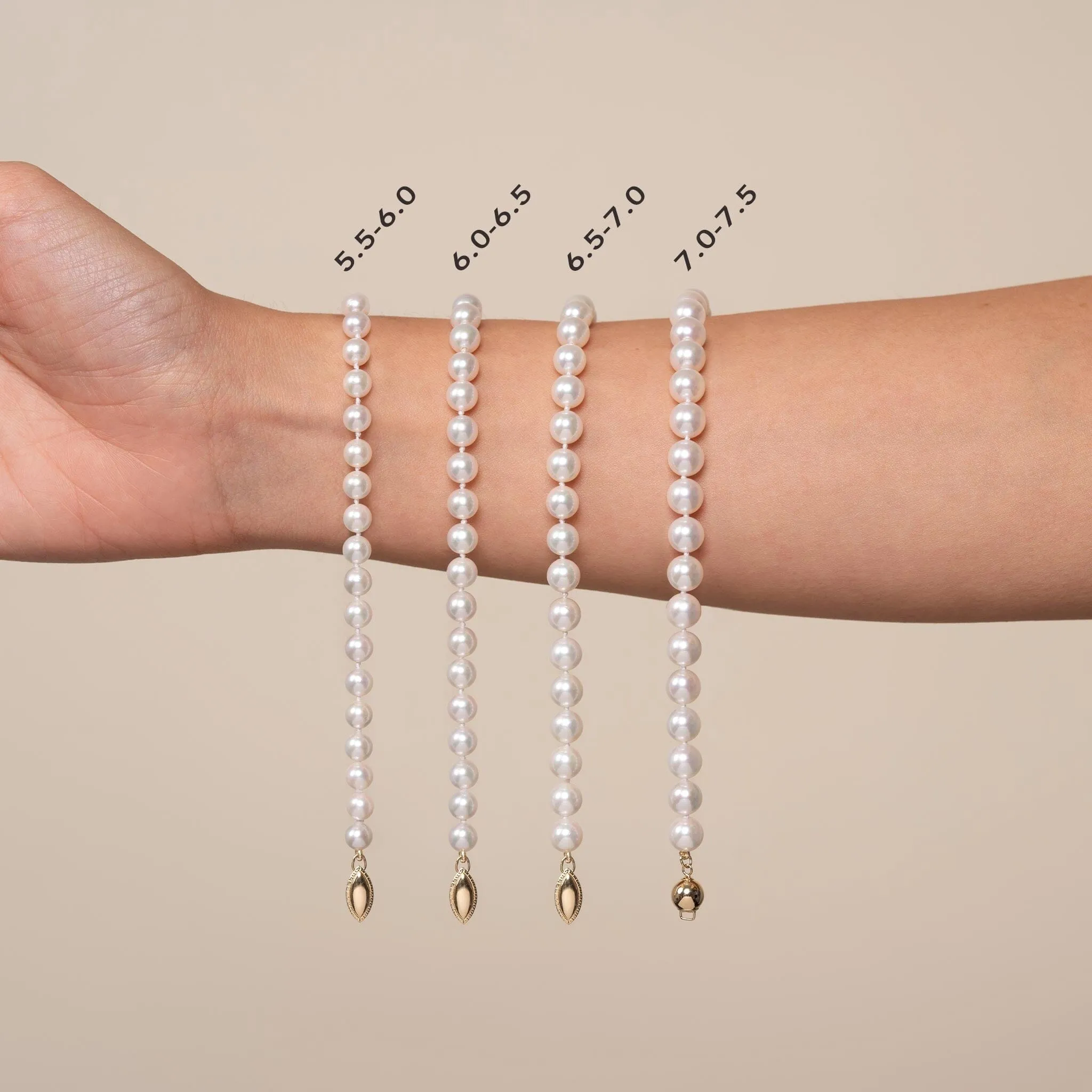 5.5-6.0 mm AA+ White Akoya Pearl Bracelet