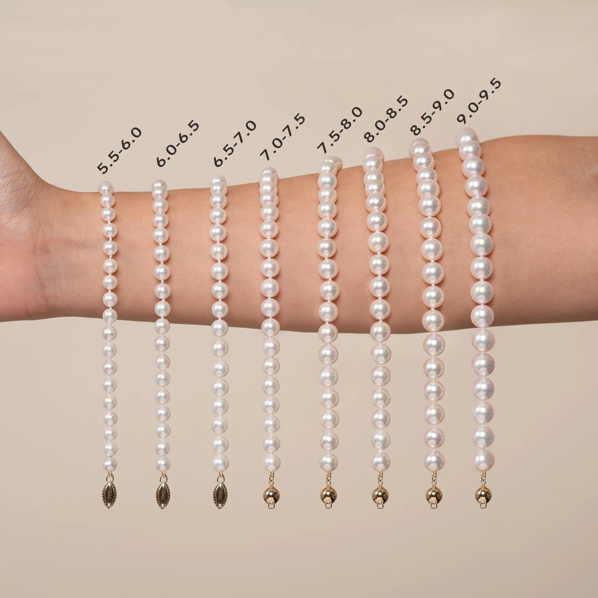 5.5-6.0 mm AA+ White Akoya Pearl Bracelet