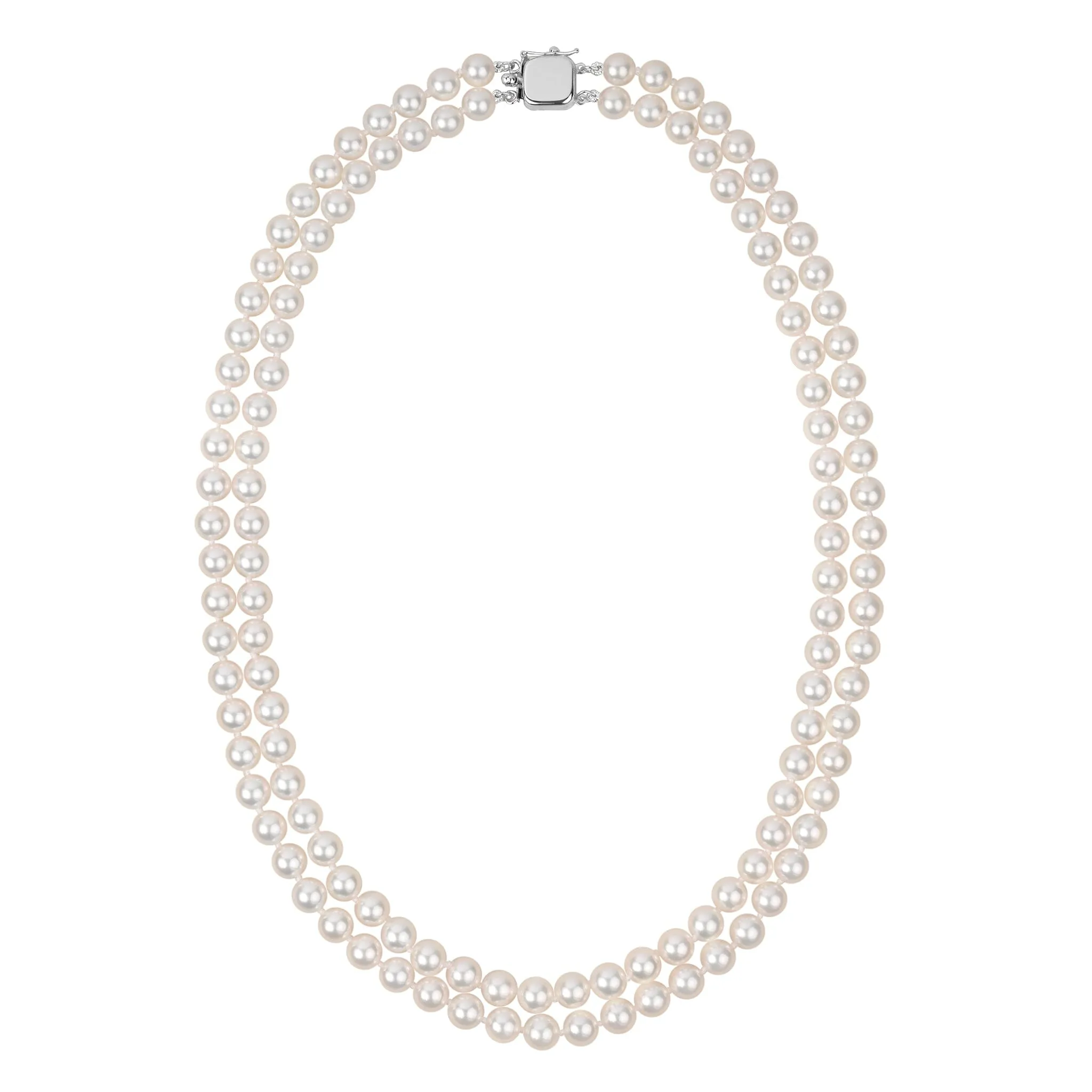 6.0-6.5 mm Double Strand White Akoya AAA Pearl Necklace