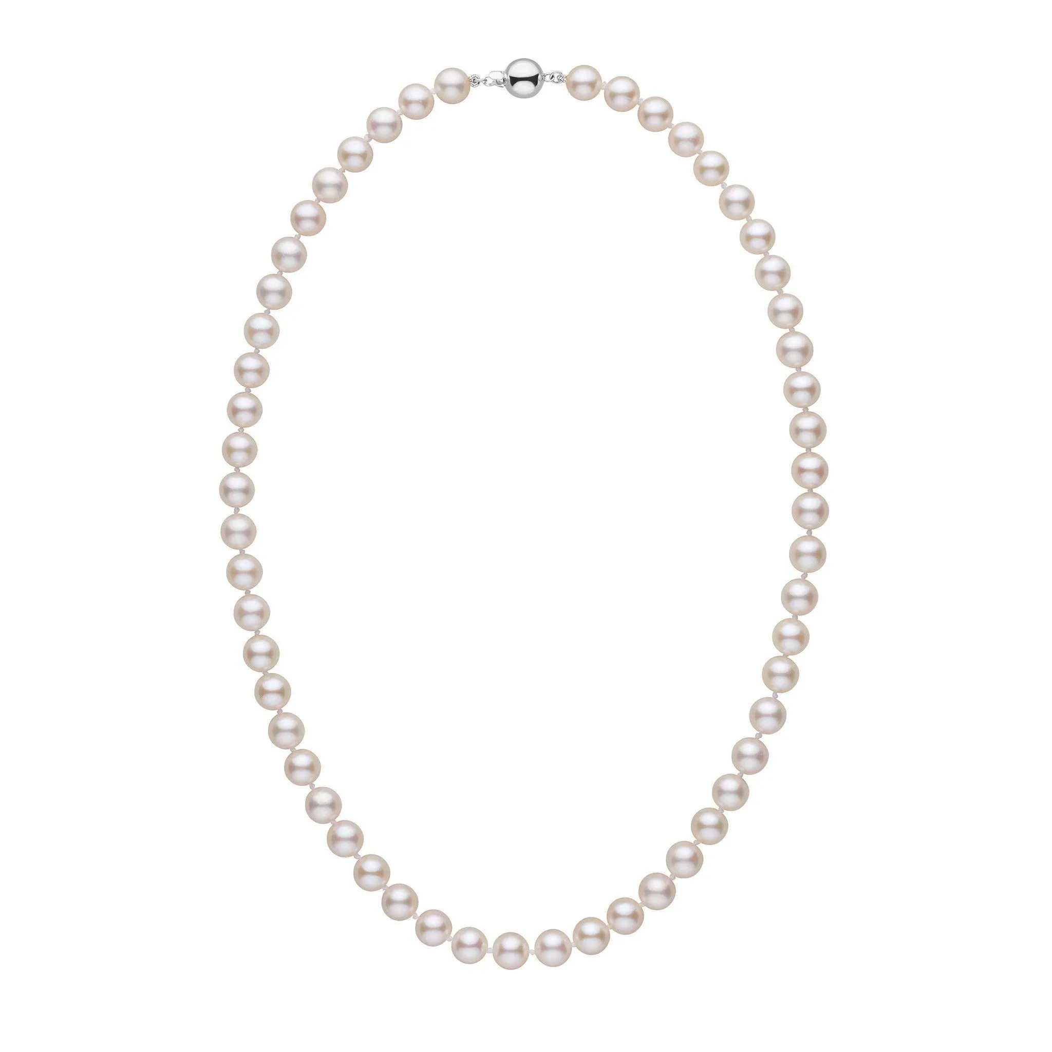 7.0-7.5 mm White Akoya 18 inch AA+ Pearl Necklace