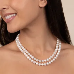 7.5-8.0 mm Double Strand AA+ White Freshwater Pearl Necklace