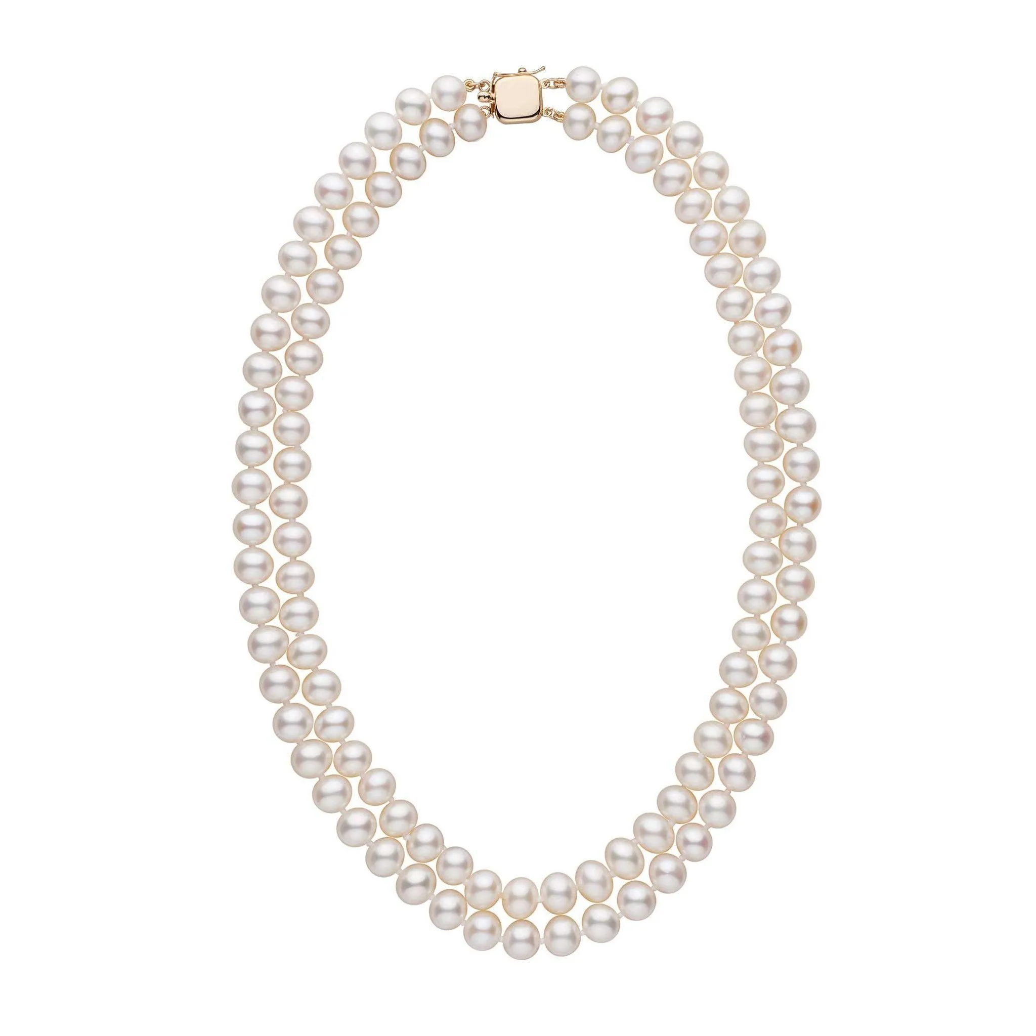 7.5-8.0 mm Double Strand AA+ White Freshwater Pearl Necklace