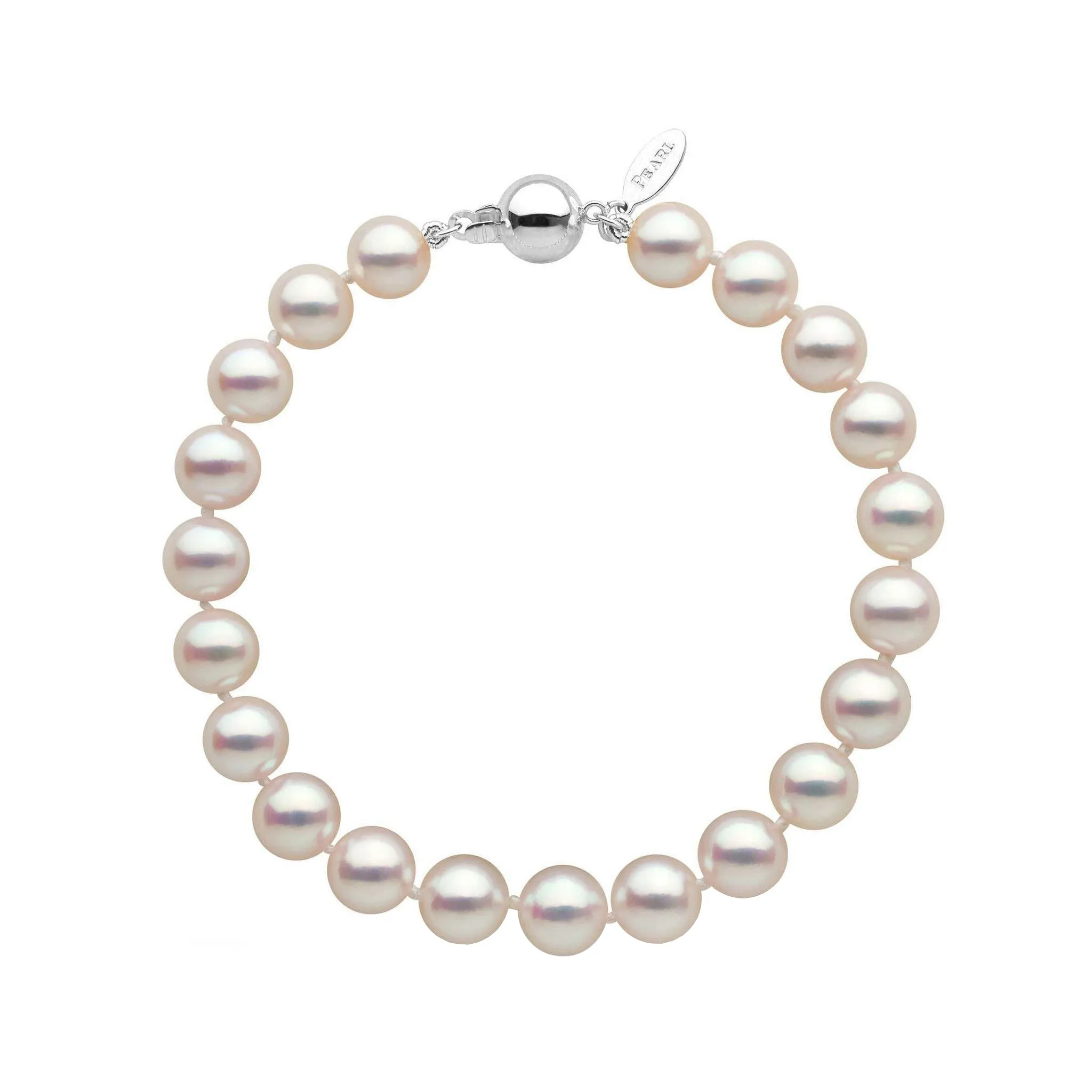 7.5-8.0 mm White Hanadama Akoya Pearl Bracelet