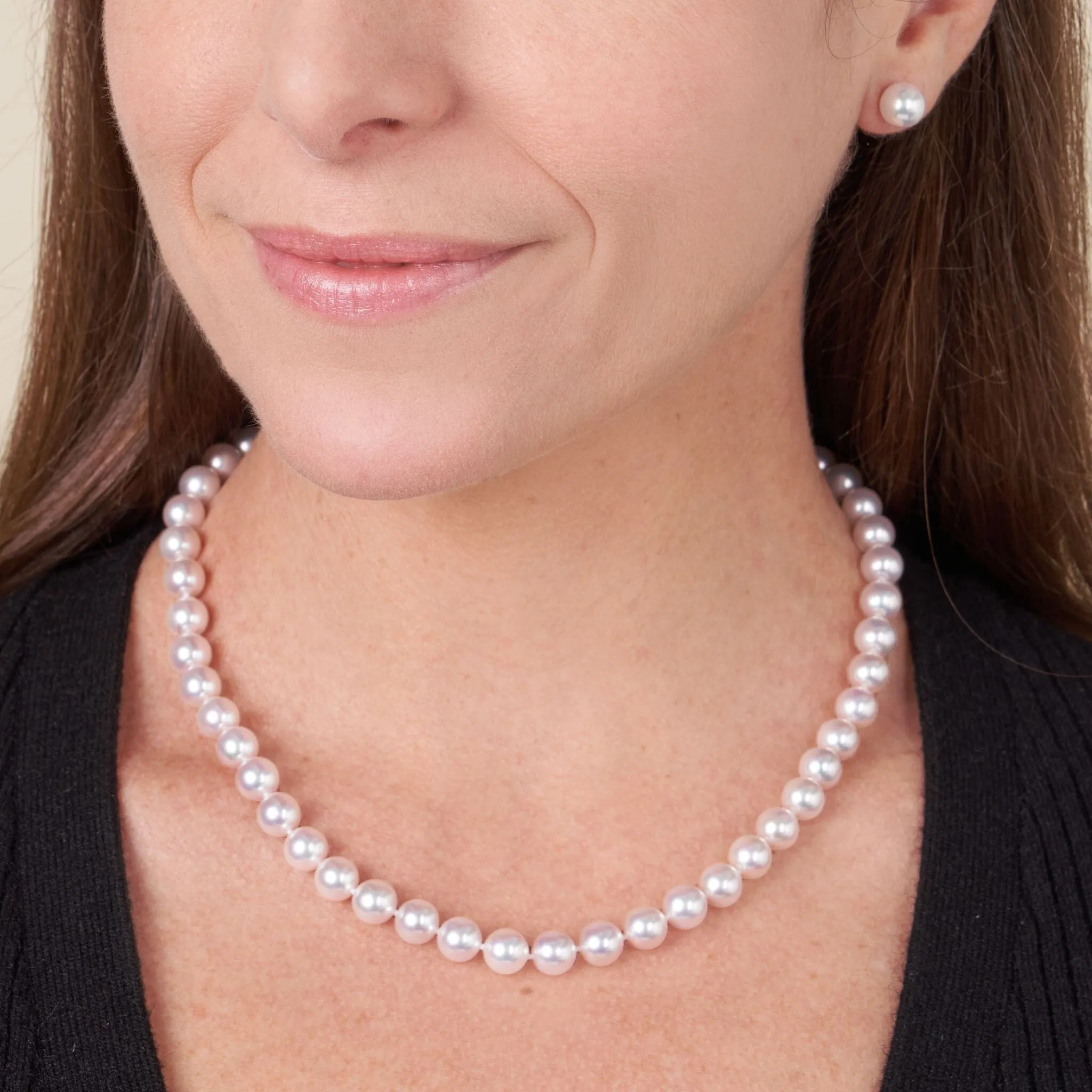 8.0-8.5 mm 18 inch White Hanadama Akoya Pearl Necklace