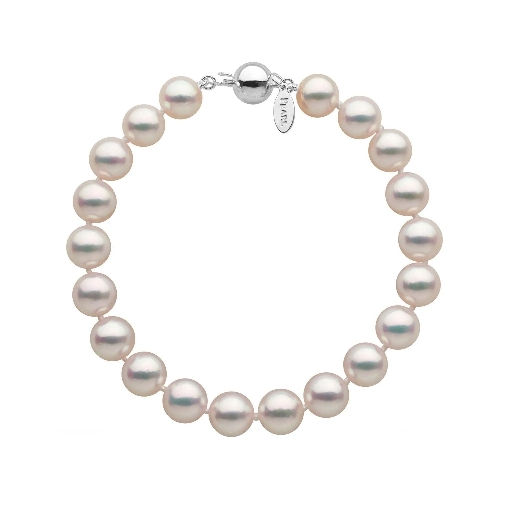 8.0-8.5 mm White Hanadama Akoya Pearl Bracelet