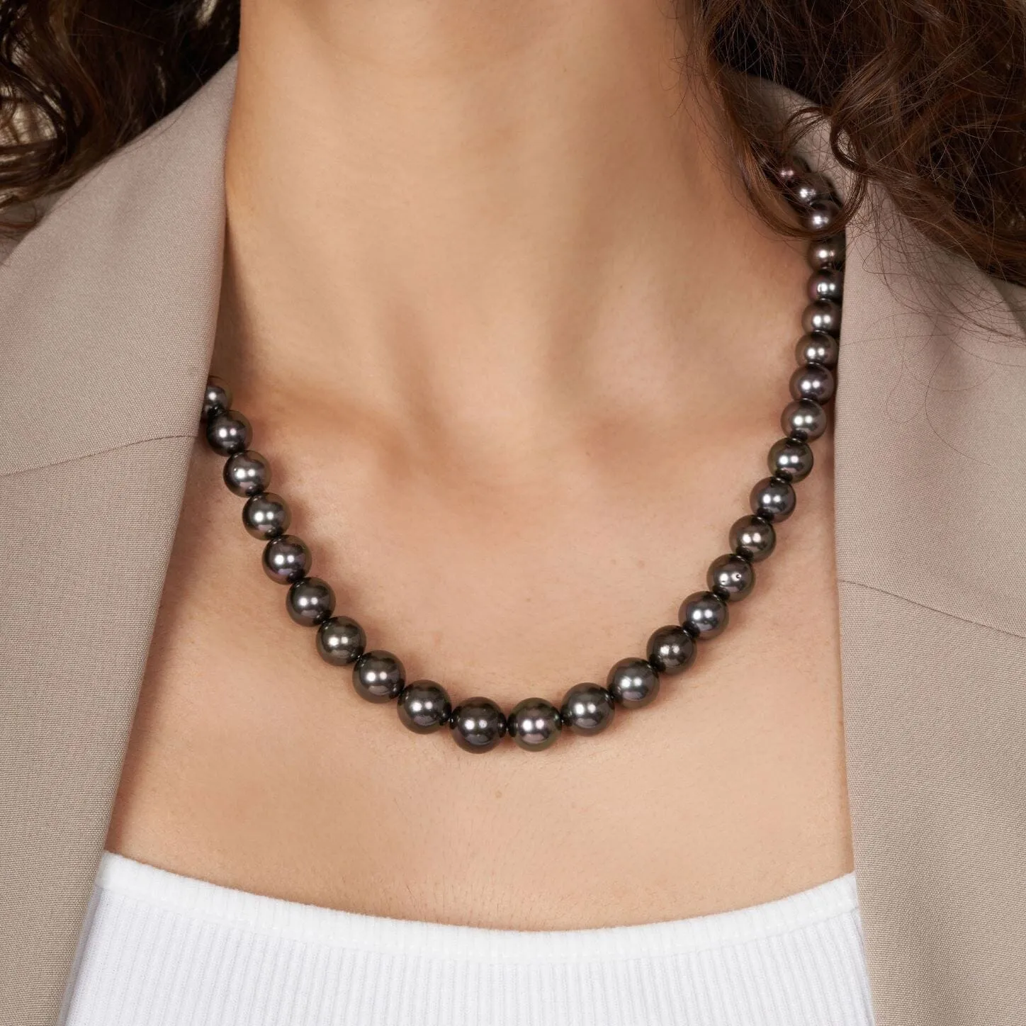 8.1-11.4 mm AA+ Tahitian Round Pearl Necklace