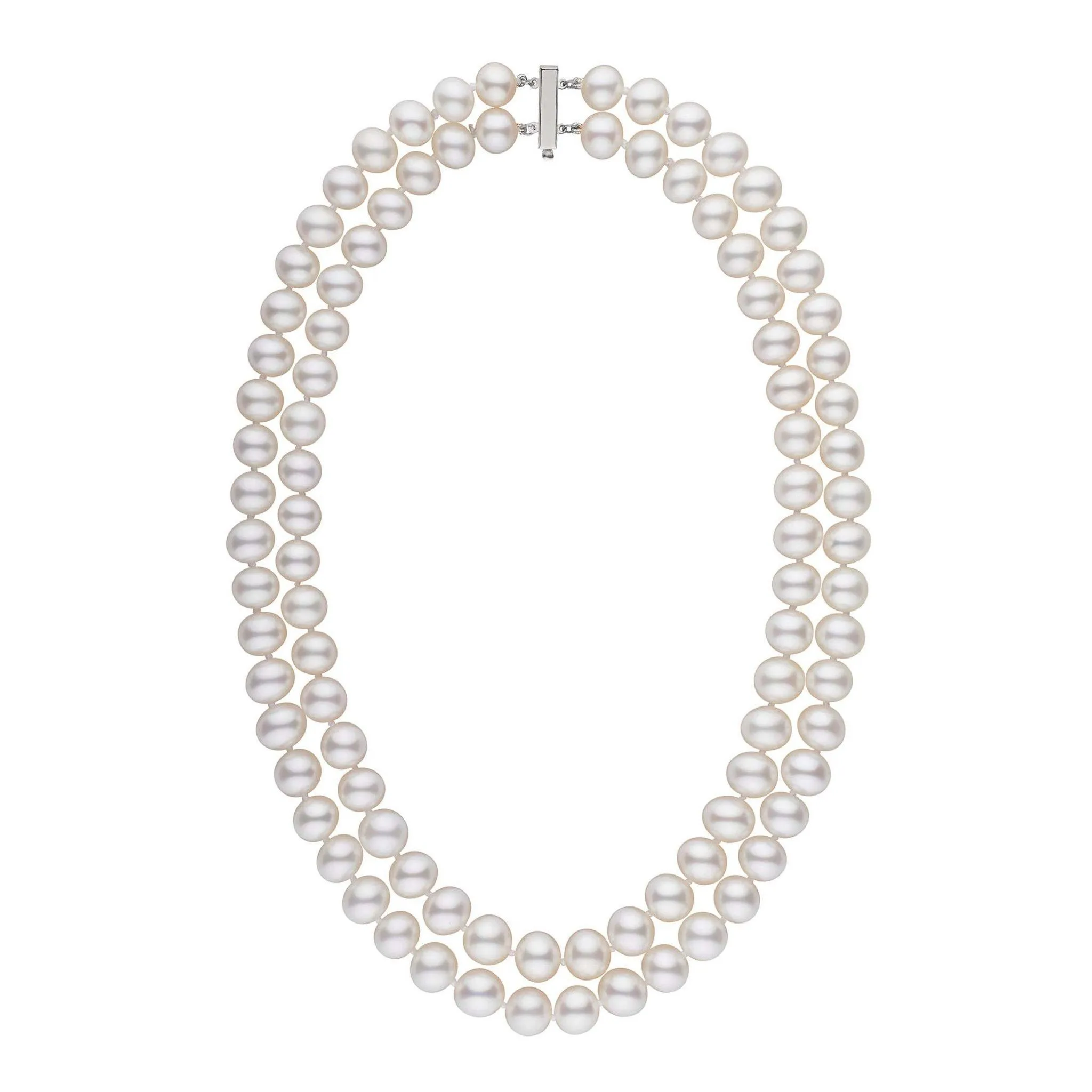 8.5-9.0 mm AA+ Double Strand White Freshwater Pearl Necklace