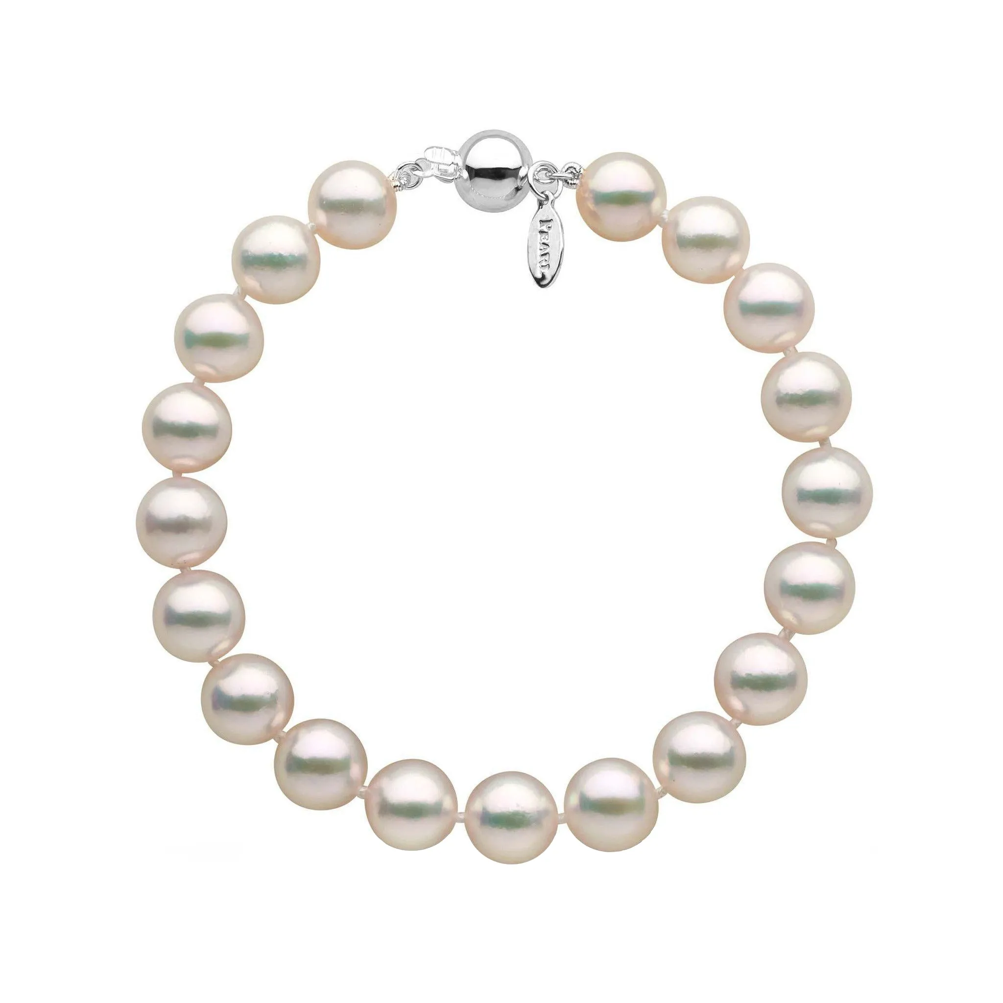 8.5-9.0 mm White Hanadama Akoya Pearl Bracelet