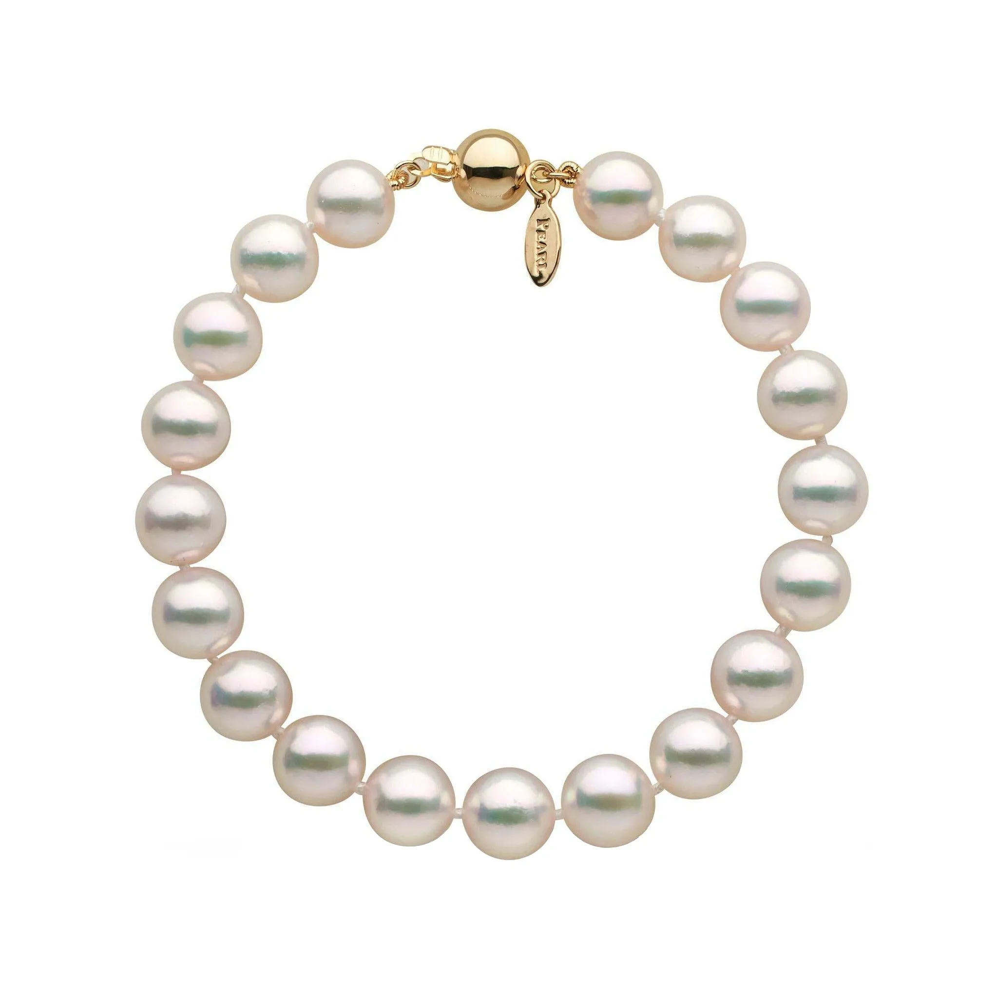 8.5-9.0 mm White Hanadama Akoya Pearl Bracelet