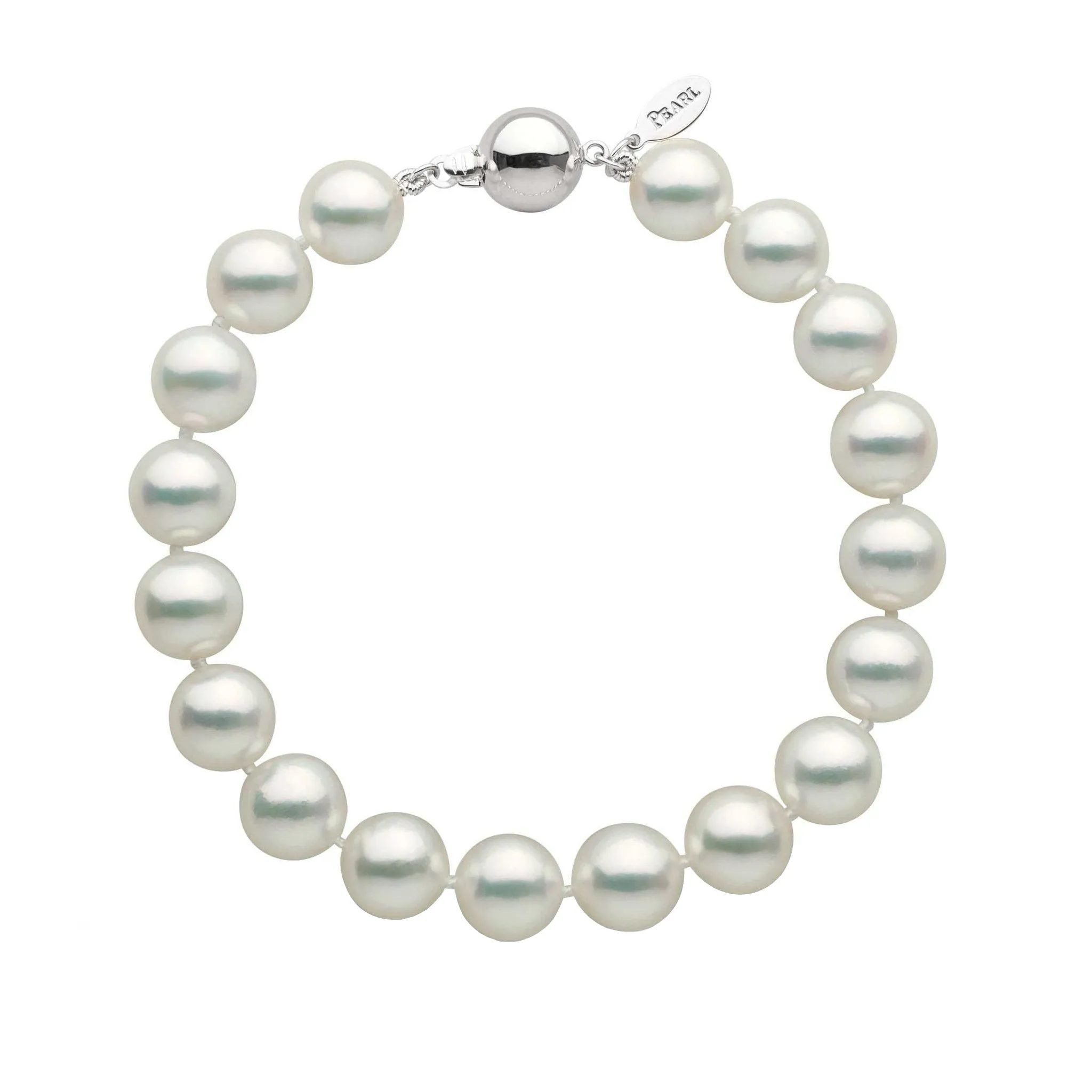 9.0-9.5 mm Natural White Hanadama Akoya Pearl Bracelet