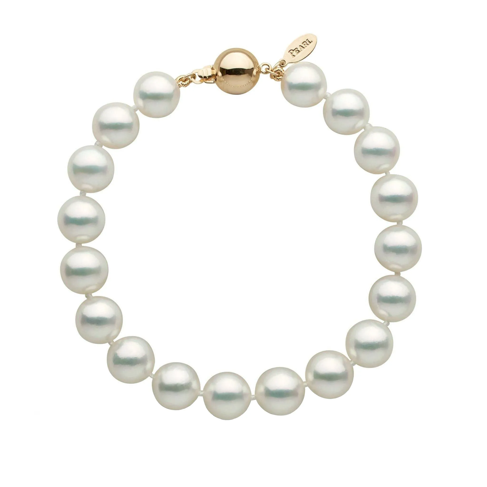 9.0-9.5 mm Natural White Hanadama Akoya Pearl Bracelet