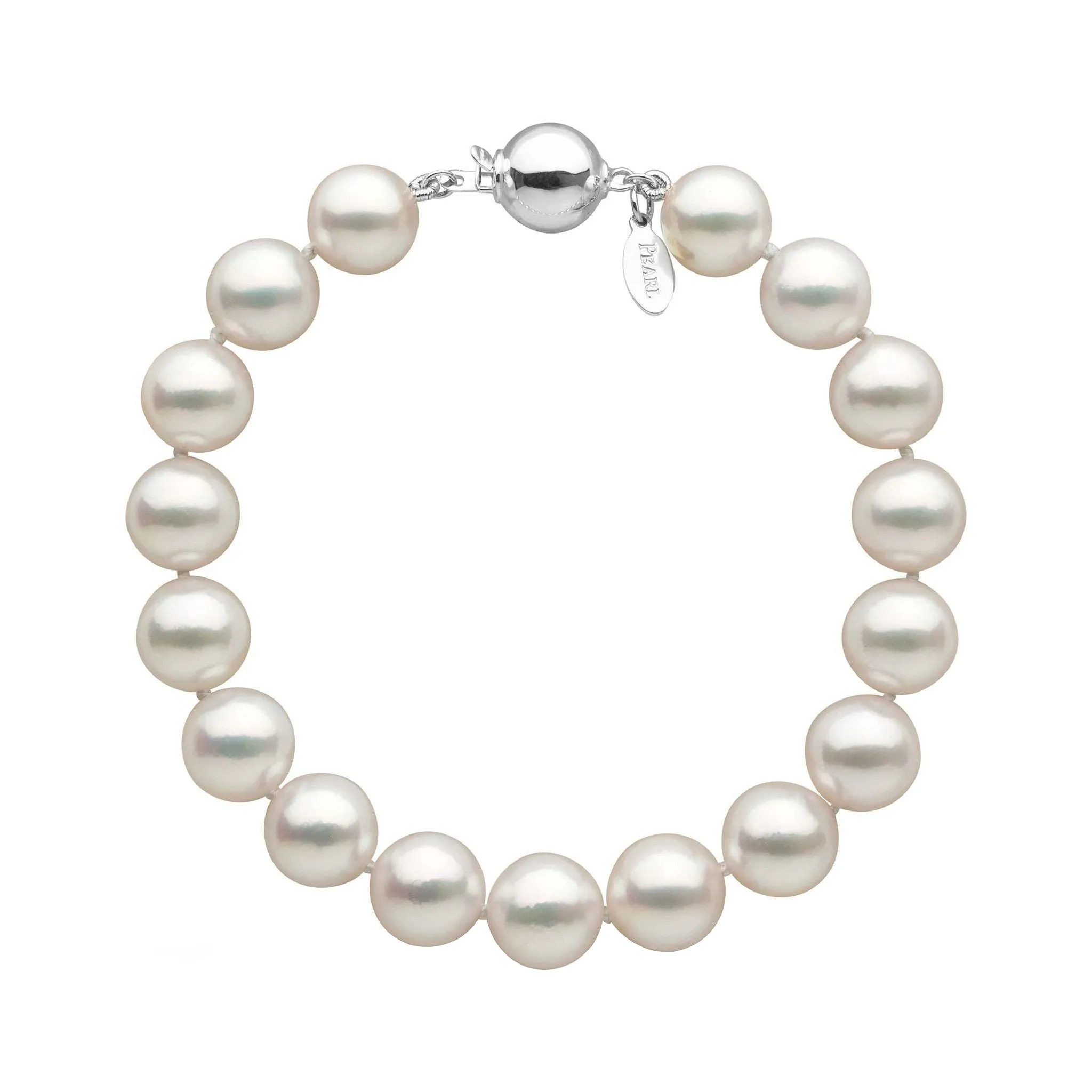 9.0-9.5 mm White Hanadama Akoya Pearl Bracelet