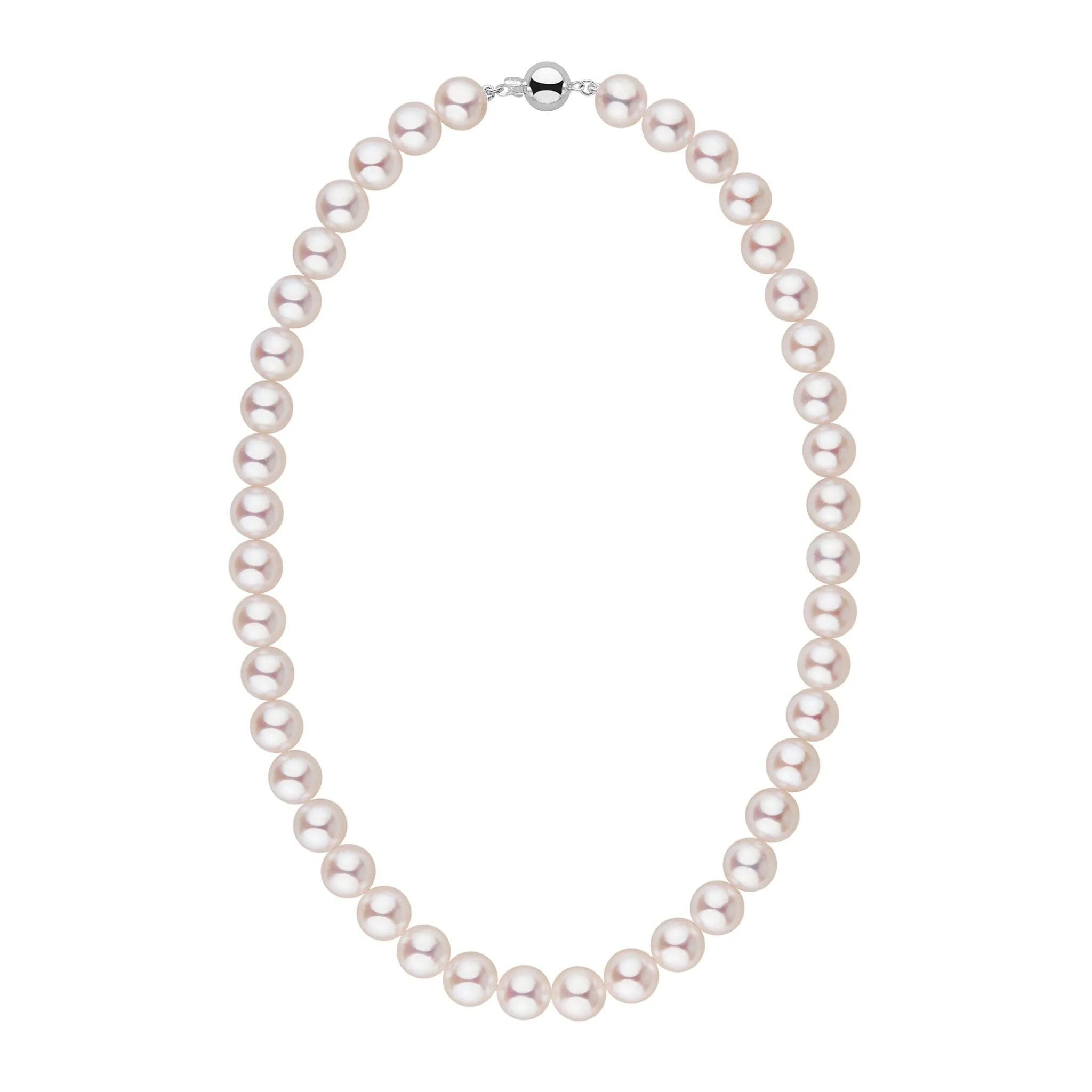 9.5-10.0 mm 18 Inch AAA Blush White Rose Tone Akoya Pearl Necklace