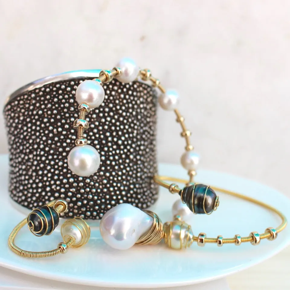 AARIAL PEARL WIRE WRAP BRACELET