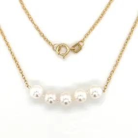 Add-a-Pearl Necklace with Five 5mm White Pearls in 10K Yellow Gold