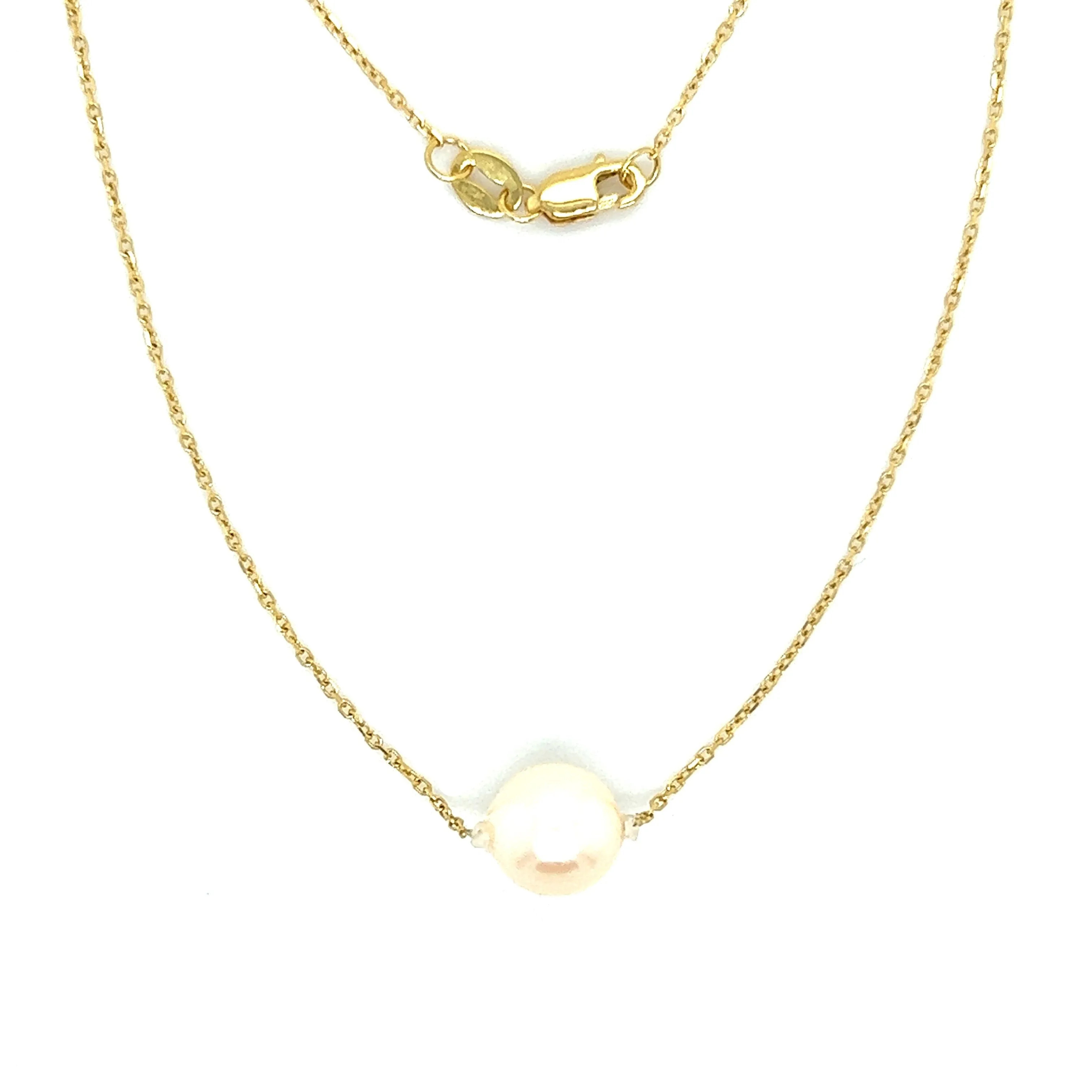 Add-a-Pearl Necklace with One 8mm White Pearl in 14K Yellow Gold