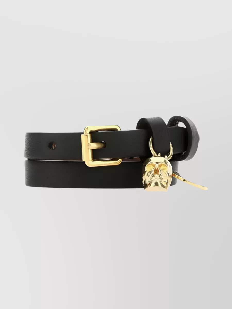 Alexander McQueen   Leather wrap bracelet skull charm