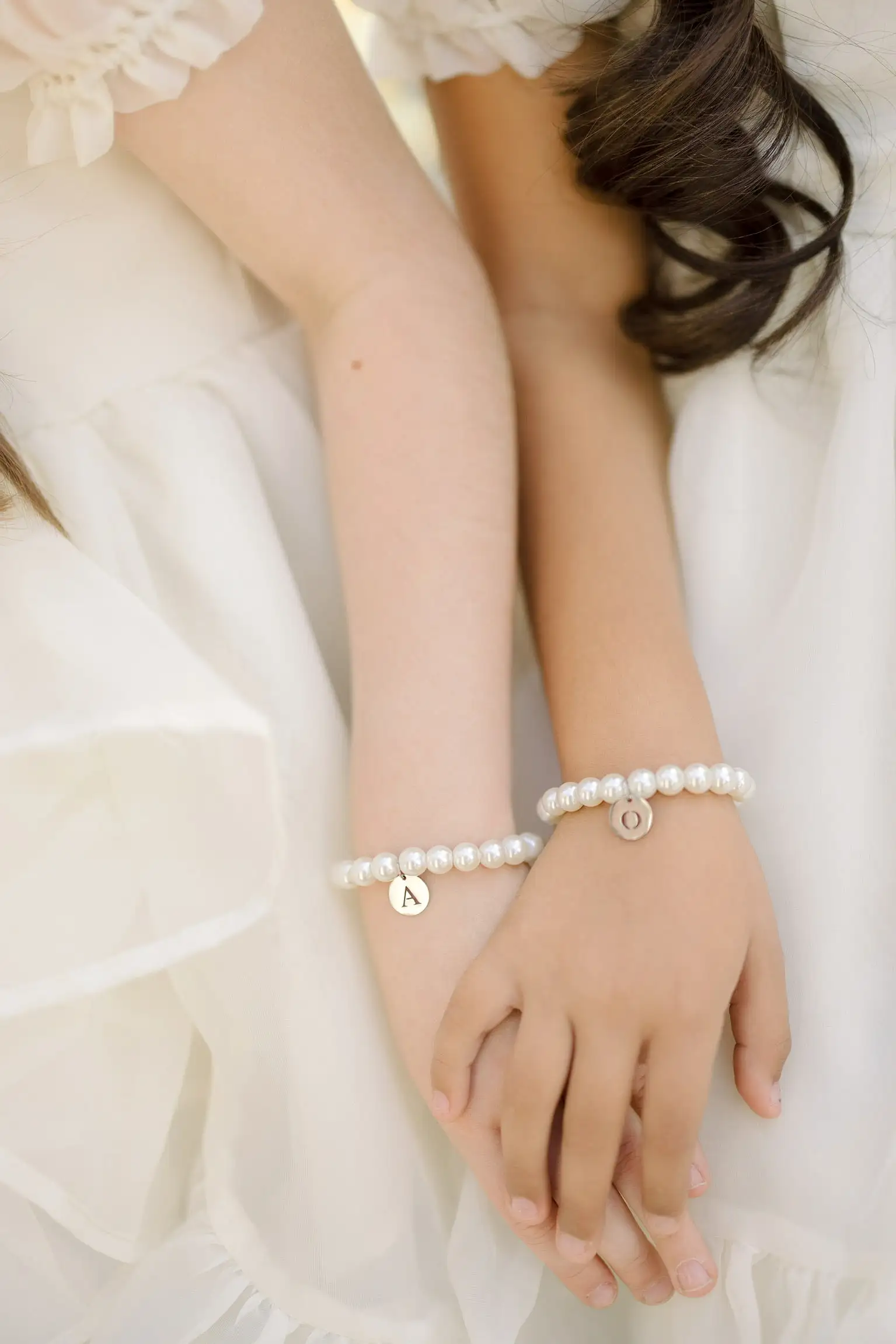 All Pearls Bracelet with Monogram Initial