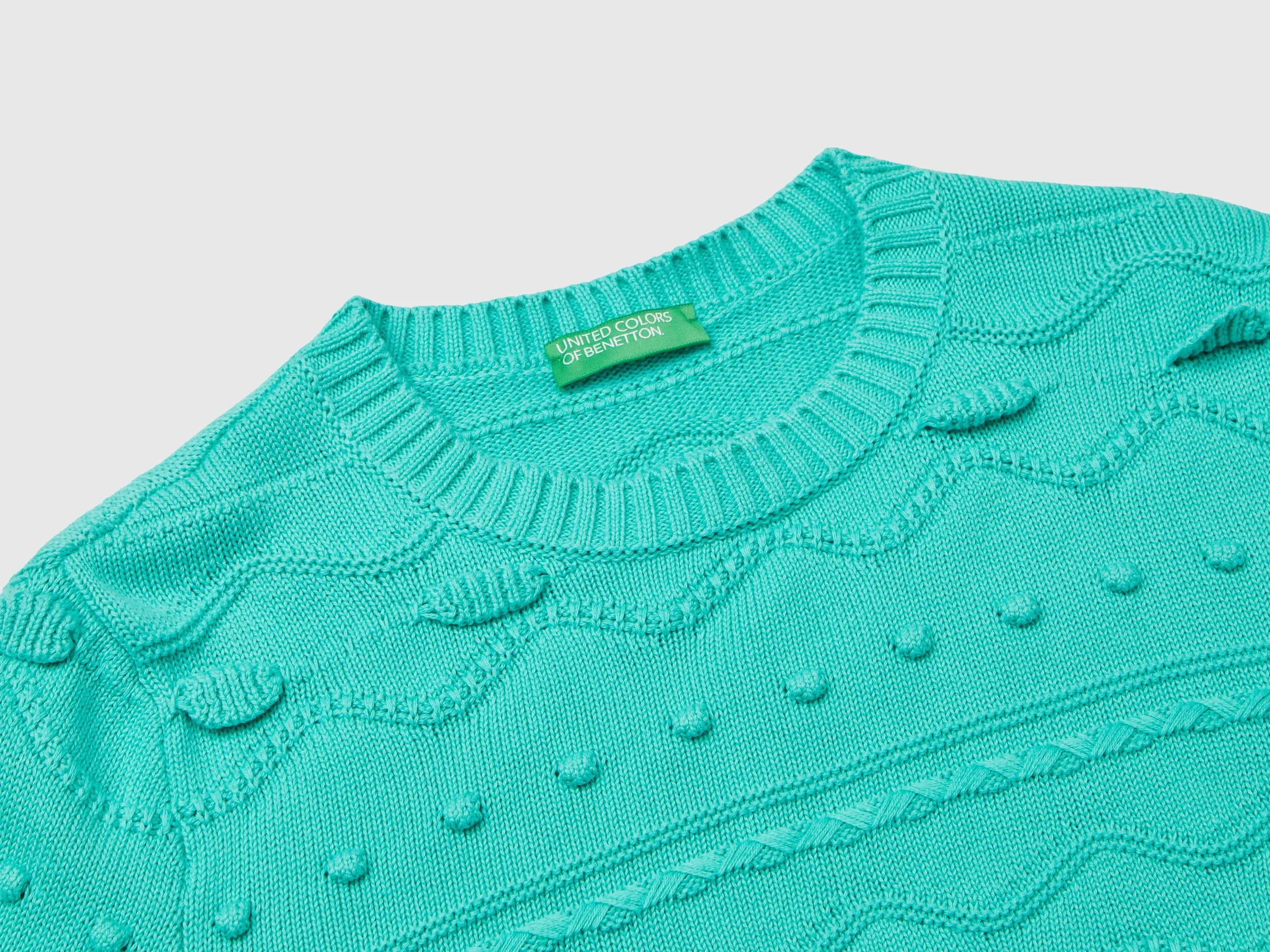 Aqua green knitted sweater - Aqua | Benetton