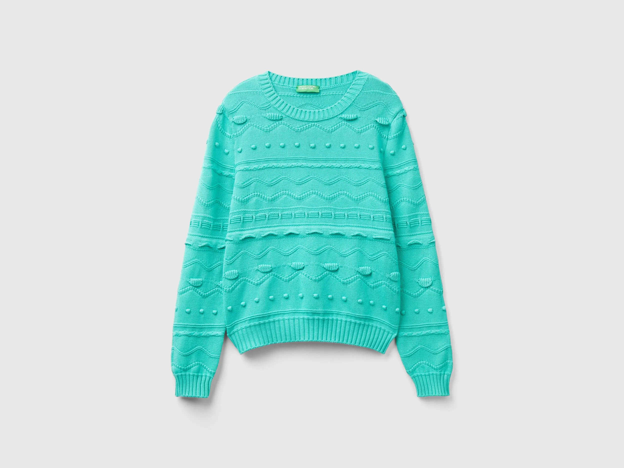 Aqua green knitted sweater - Aqua | Benetton