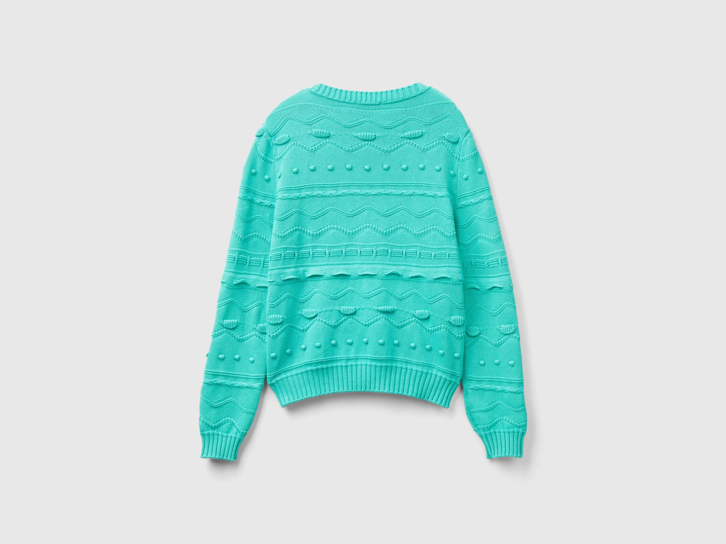 Aqua green knitted sweater - Aqua | Benetton