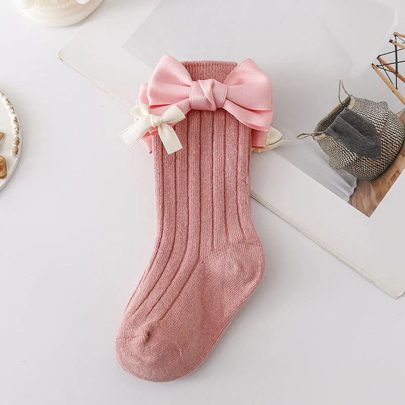 Baby Kid Girls Solid Color Bow Accessories Socks Wholesale 24011142