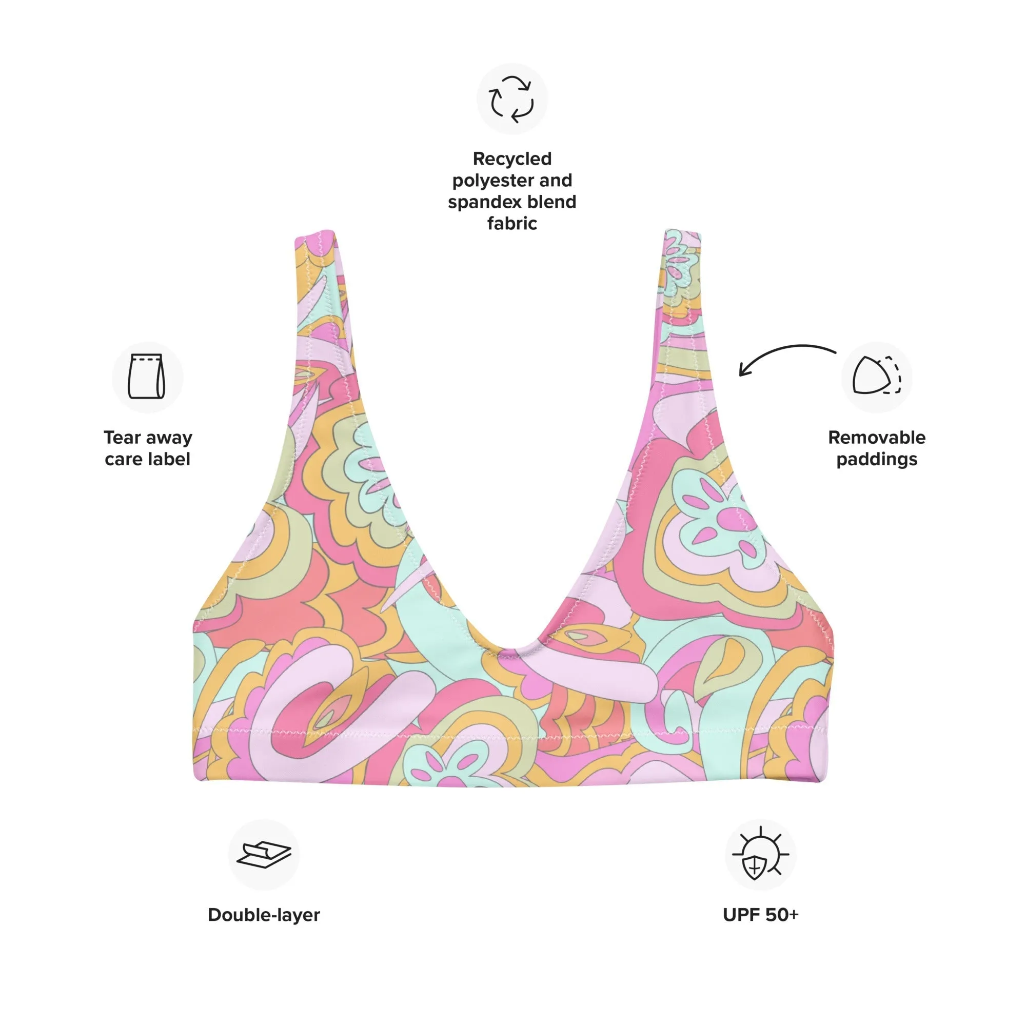 BELLA ECO PADDED BIKINI TOP | PINK DELICA