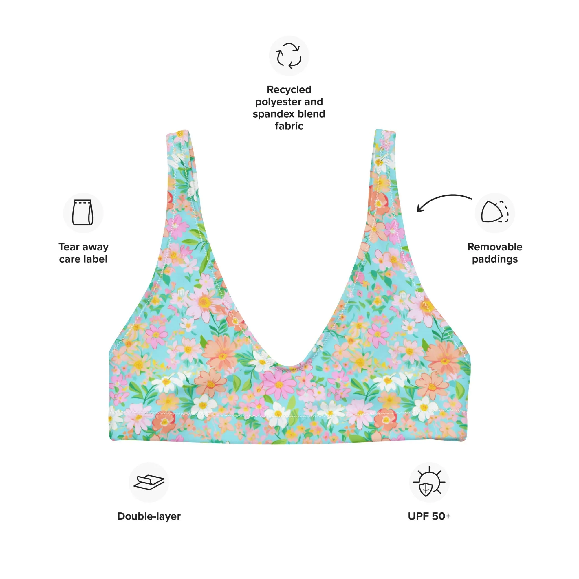 BELLA ECO PADDED BIKINI TOP - CAICOS FLORALS