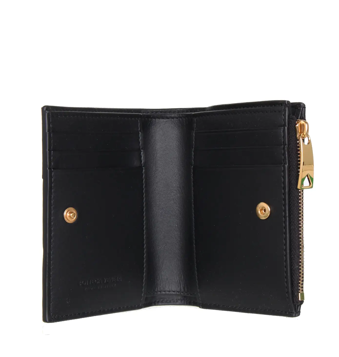 Bi-Fold Zip Wallet Intrecciato 19, Black (G)