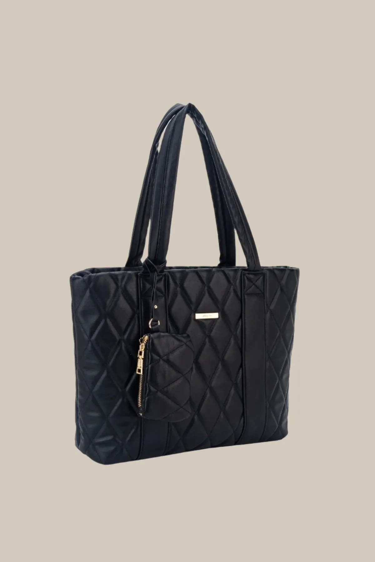 Black Petite Tote Bag With Mini Purse