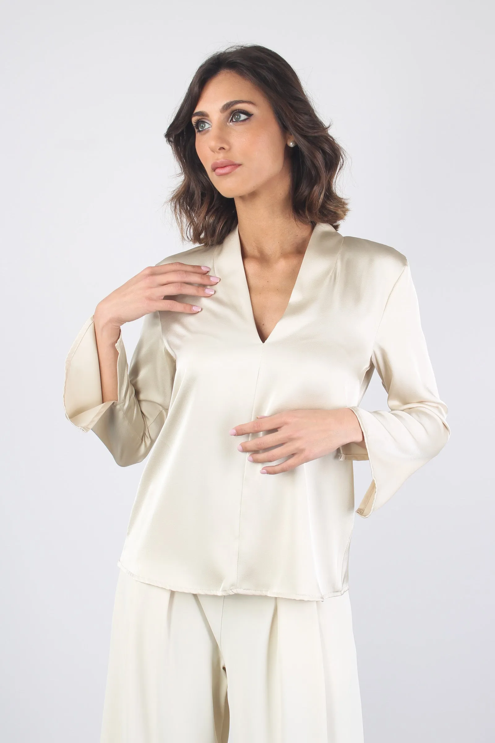 Blusa Manica Scampanata V Champagne