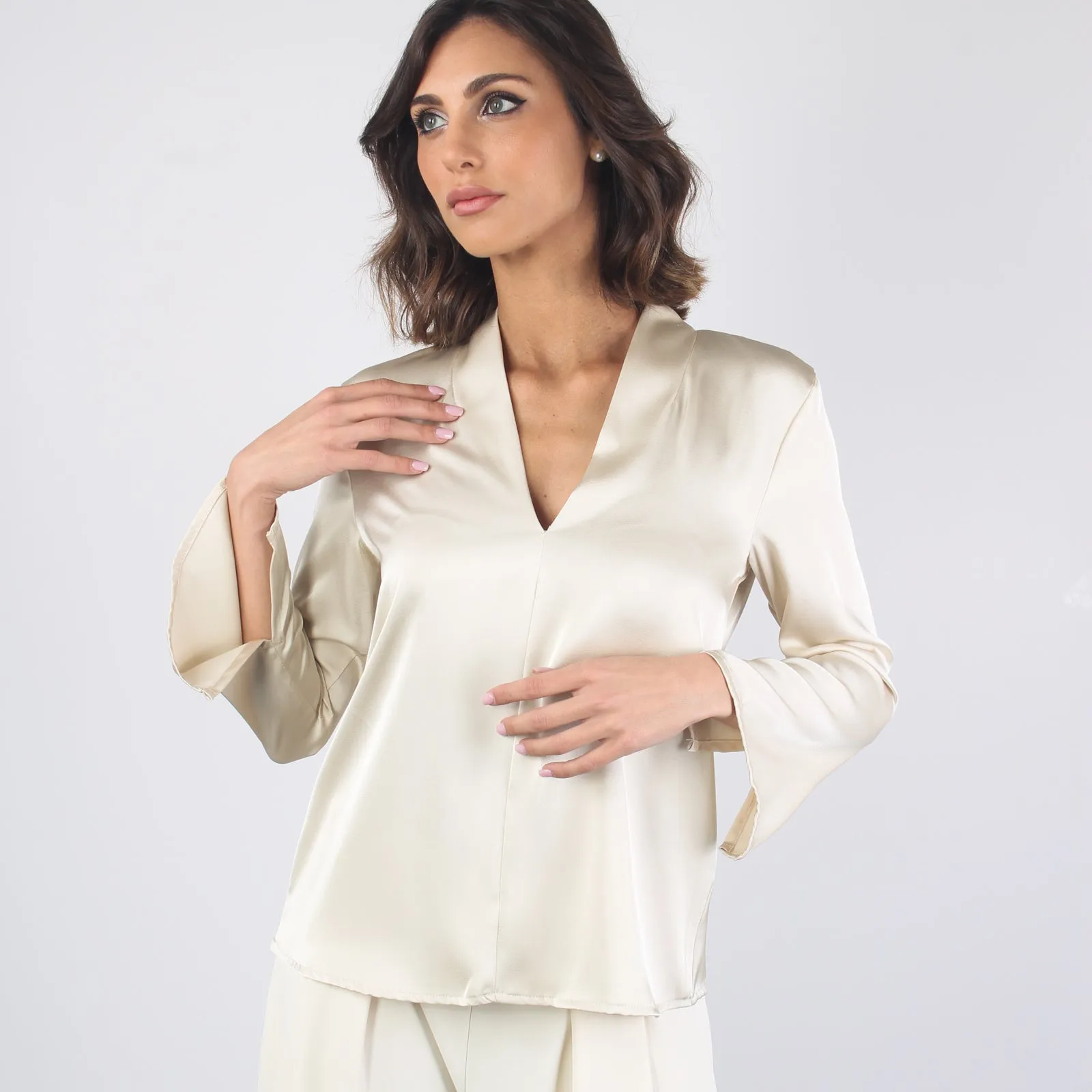 Blusa Manica Scampanata V Champagne