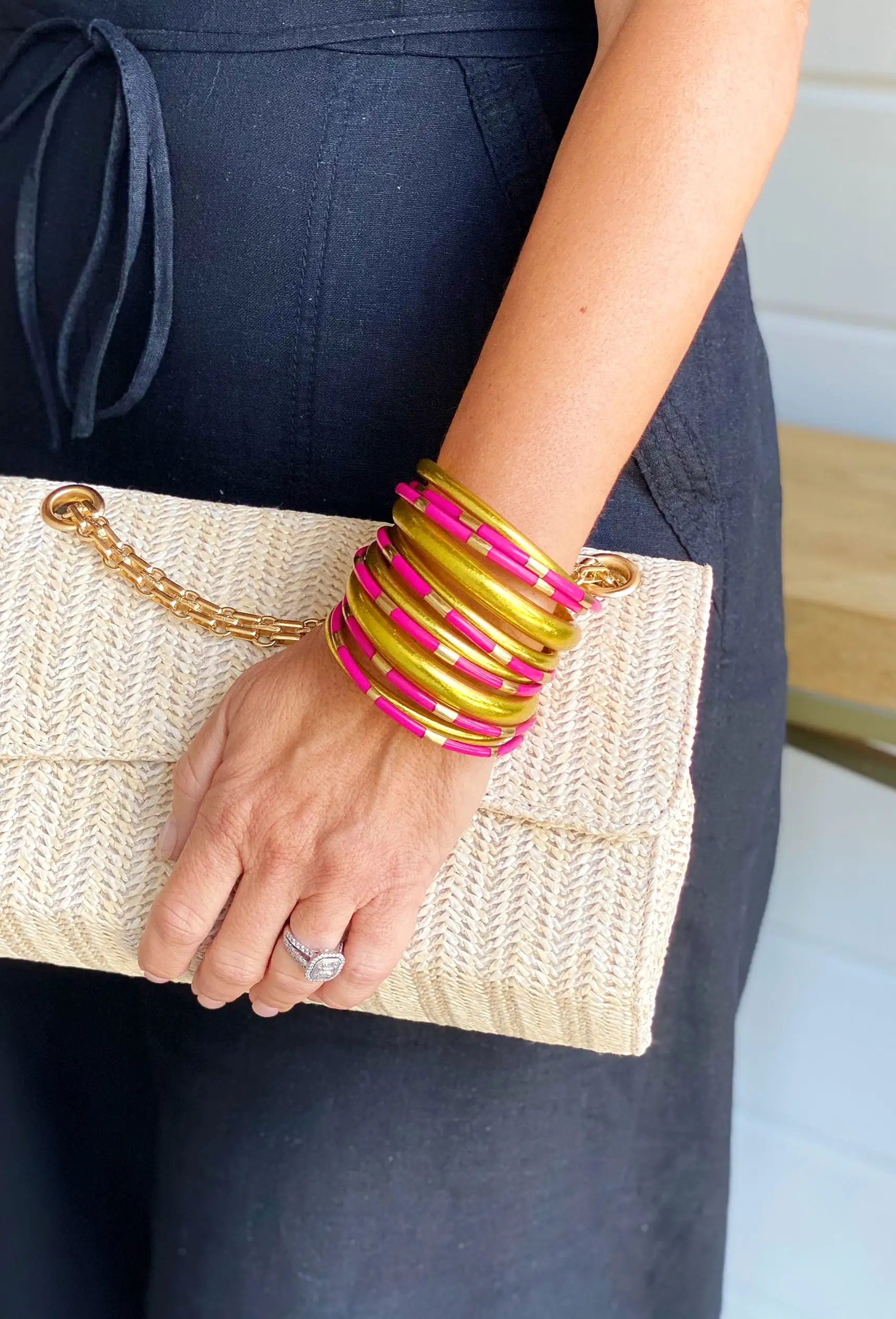 BUDHAGIRL Veda Bracelet Set in Pink